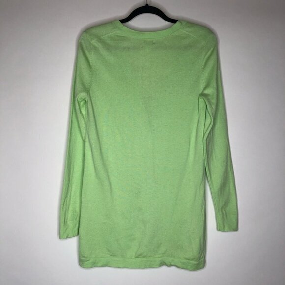 Old Navy Bright Lime Green Long Pocket Button Down Cardigan Cozy Sweater SIZE M - Picture 3 of 13